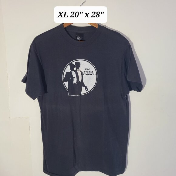 Vintage 80s Everly Brothers Black Faded XL T-Shirt Single Stitch Made in USA - Picture 1 of 5